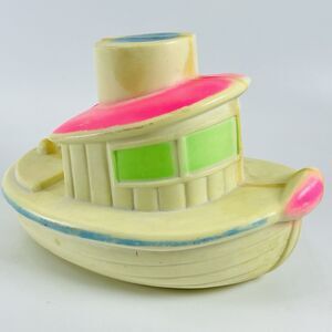 VTG Toy Tug Boat TOWING SHIP Hard Plastic 1960s 6.5 inch